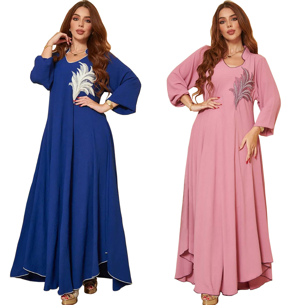  Tilapia Loose Middle East Turkey Long Summer Muslim Abaya Solid Kebaya African Dashiki Loose Dress