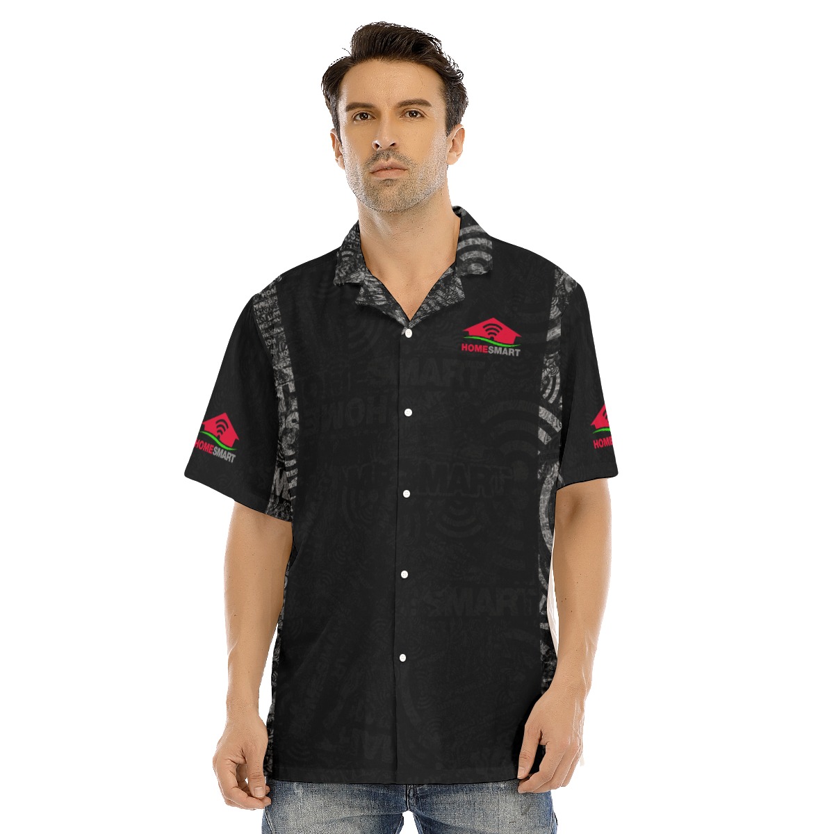 Hawaii Shirt for Men Home Smart Print Short Sleeve Button Up Black Shirts Summer Casual Tops Beach Clothing Plus Size