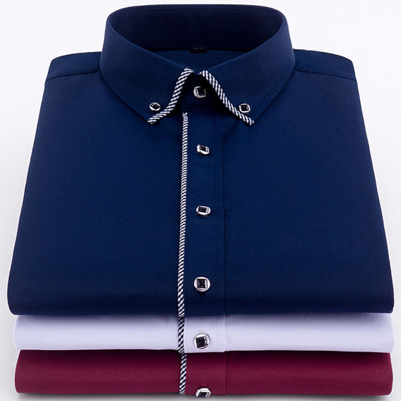  Stand Collar Long Sleeve Slim Fit Soft Comfortable Social Dress Shirts Men Party Wedding Male Tuxedo White Shirts