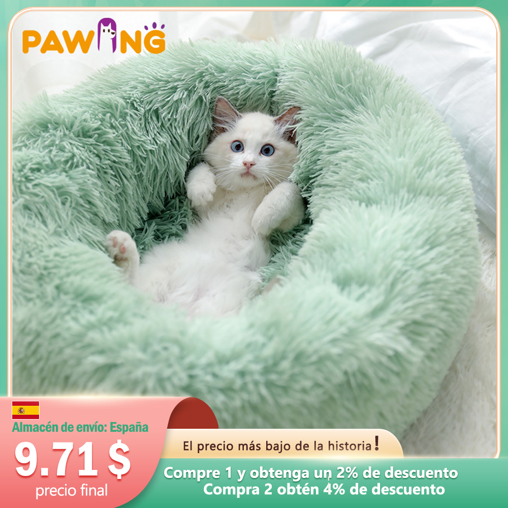 Dog Pet Bed Kennel Round Cat Bed Winter Warm Dog House Sleeping Bag Long Plush Super Soft Pet Bed Puppy Cushion Mat Cat Supplies