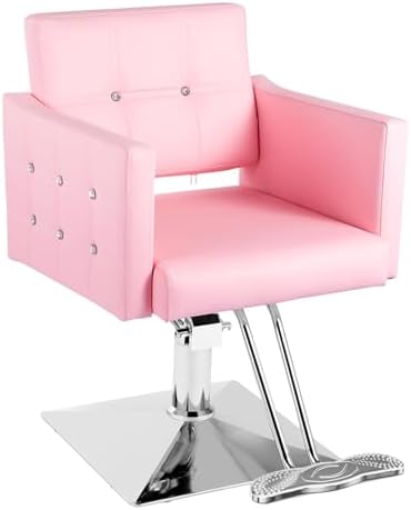 Pink Salon Chair for Hair Stylist,Barber Chari Hair Chair, Stylist Chair with Heavy Duty Hydraulic Pump, 360 Degrees Swivel, Beauty Equipment for Women Man