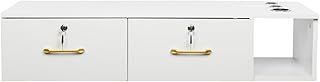 Wall Mount Styling Station,Locking 2 Drawers Storage Beauty Salon Equipment,Styling Barber Station for Hair Stylist,3 Hair Dryer Holes Locking Salon Cabinet for Salon,Home & Bathroom (White)